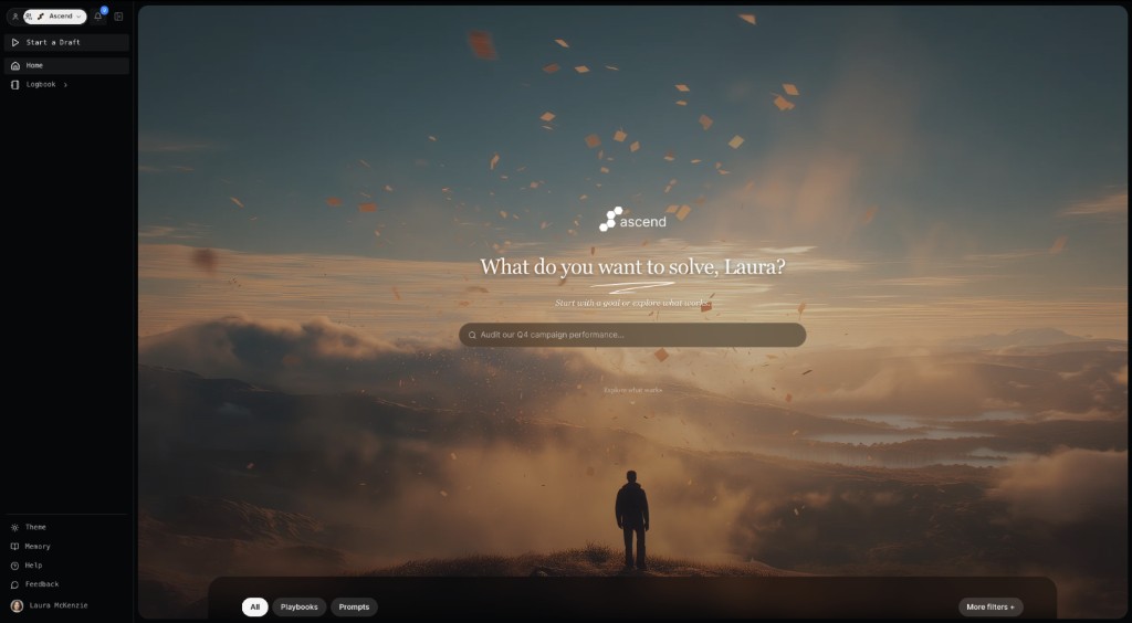 Ascend platform — experimenter's logbook with prompts, playbooks, and search